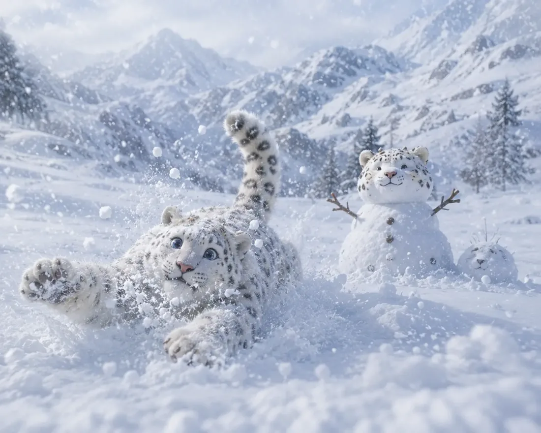 '내가 만든 눈사람 어때?'라고 자랑하는 것 같죠?☃️🐾